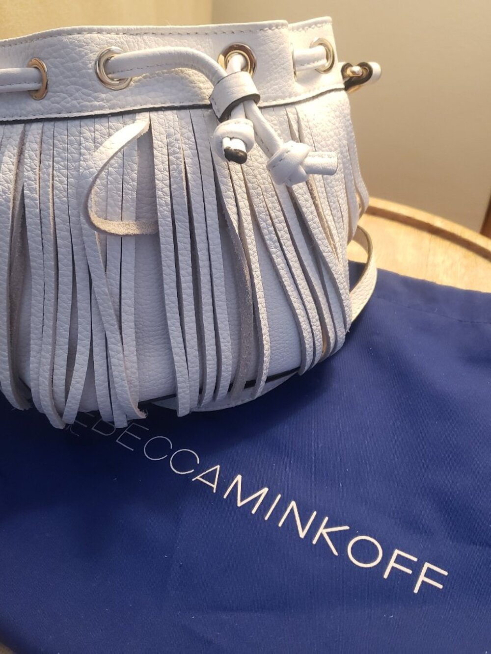 Rebecca Minkoff Fringe Mini Crossbody – White – Small Flaw